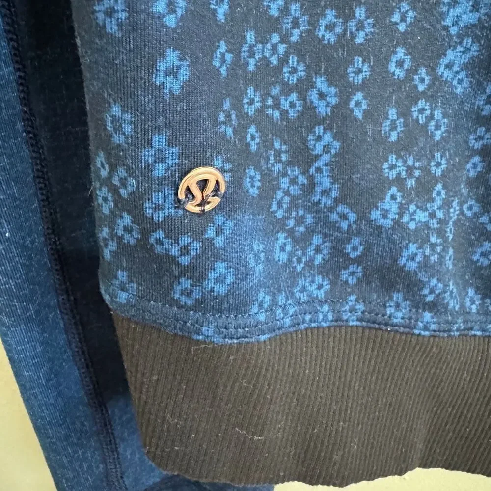 Lululemon H'Om Run Jacket full zip blue/black size 10